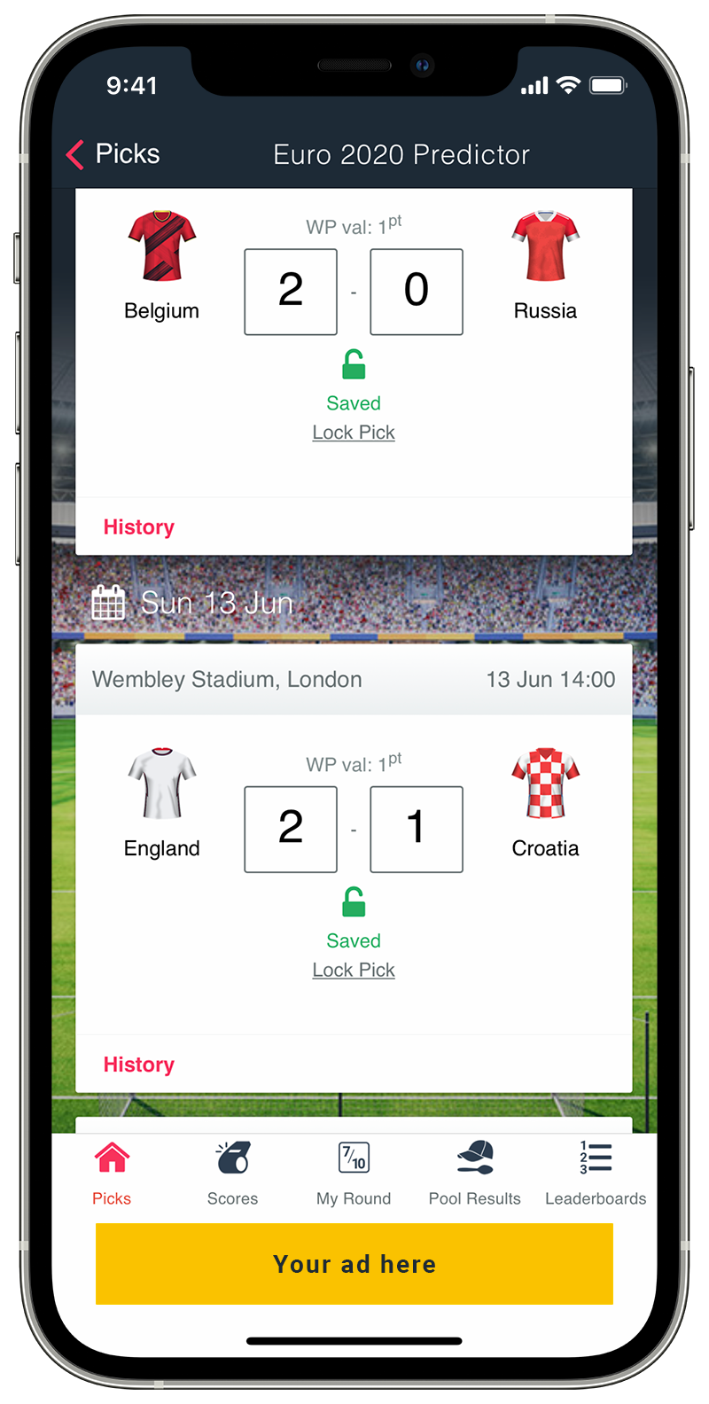 Screenshot of Superbru's game on a mobile phone