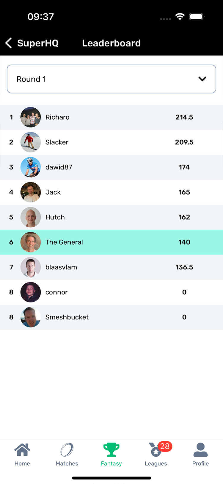 Set up private leagues to take on mates in Official PREM Rugby Fantasy