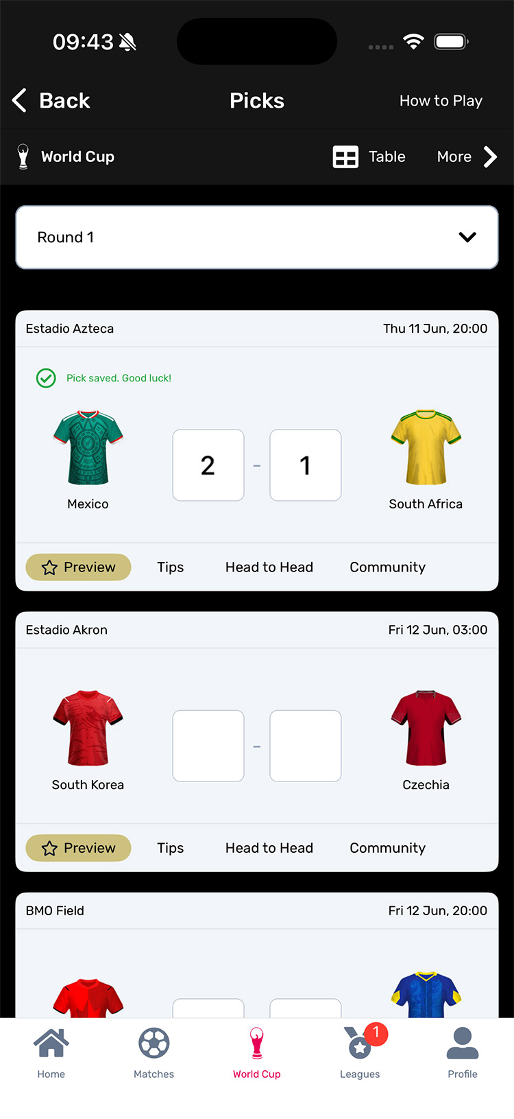 Predicting football results in Superbru's World Cup Predictor game